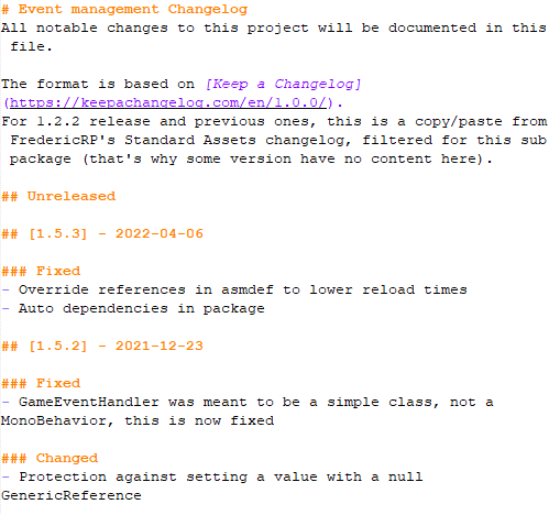 Changelog sample