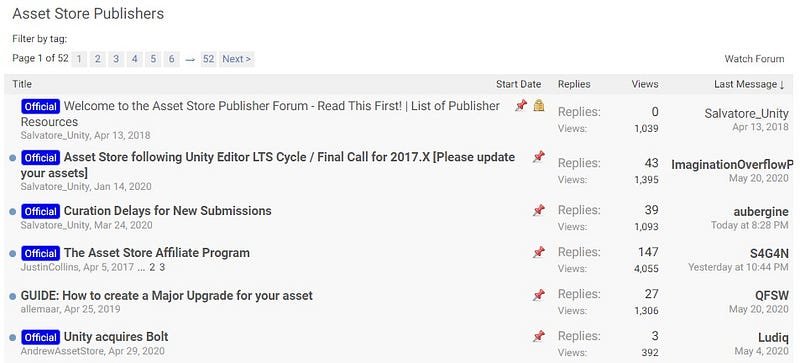 asset store publishers unity forum