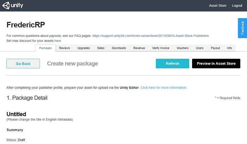 Publisher portal: create a new package