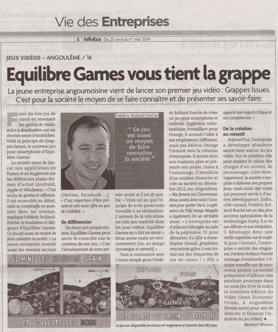 Un article paru lors de la sortie du jeu